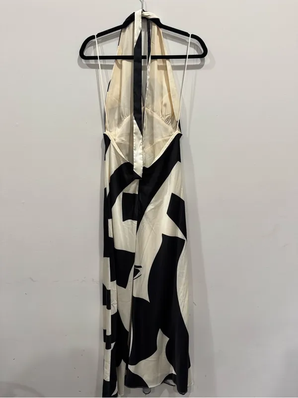 Anthropologie Bardot Citron Halter Dress in Black & Ivory Size 6 NWT - Image 6