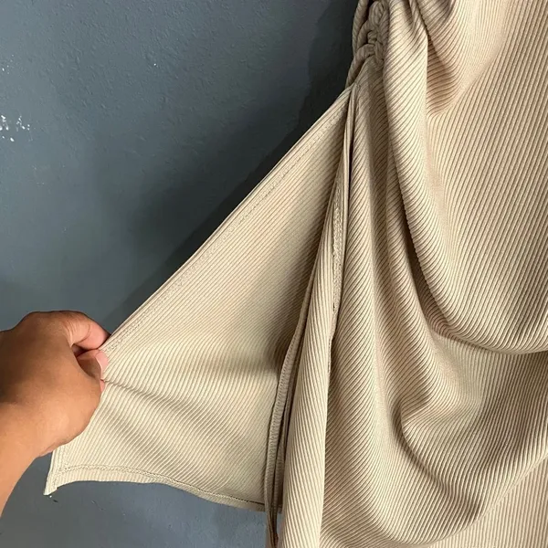 ZARA Tan High Neck Sleeveless Gathered Mini Bodycon Vacation Beach Dress Small # - Image 4