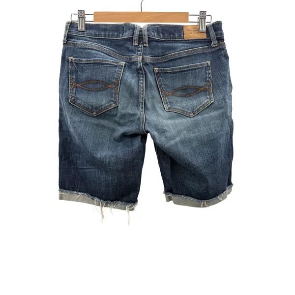 Abercrombie &‎ Fitch Denim Bermuda Shorts Womens 6 Blue Raw Hem Stretch Low Rise - Image 2