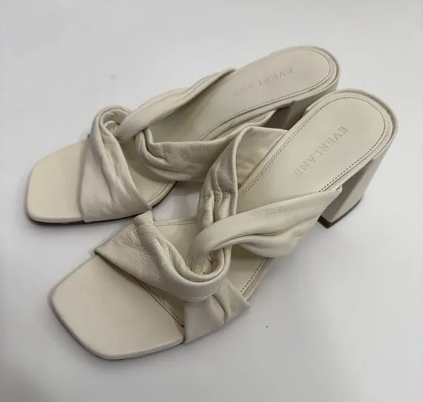 Everlane The Day Twist Heel Slip On Sandal Nappa Leather Cream Size 7.5 - Image 4