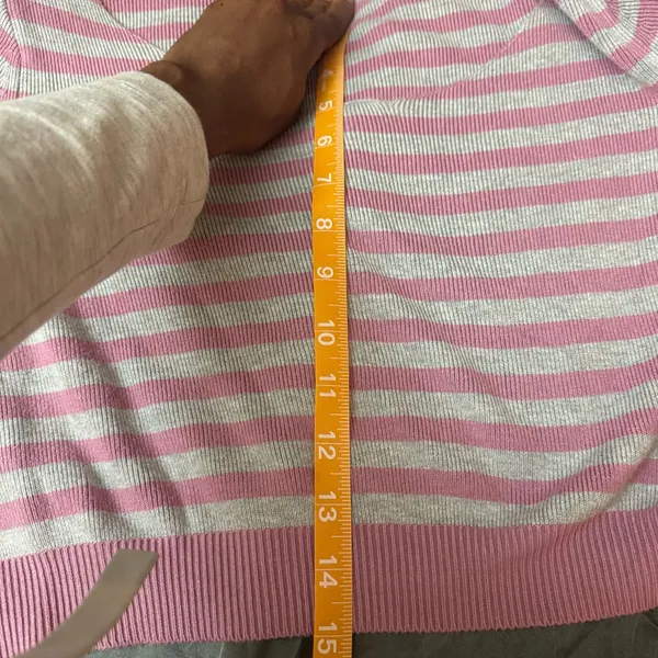 Free people gray pink striped crop off the shoulder sweater pullover size XS - Image 15