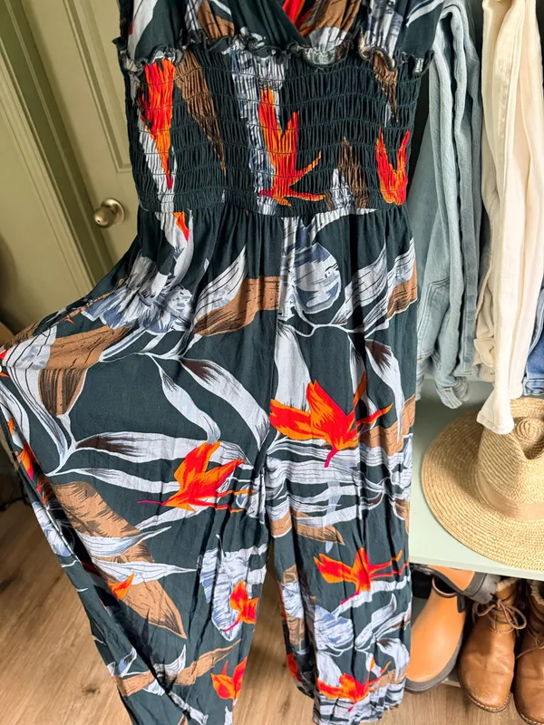 Patrons of Peace Tropical Print V-Neck Jumpsuit - Image 3