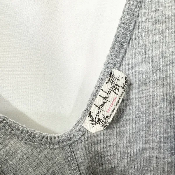 Intimately Free People Small Tank Top Gray Ribbed V-Neck Swing Cropped Sleep 674 - Image 5