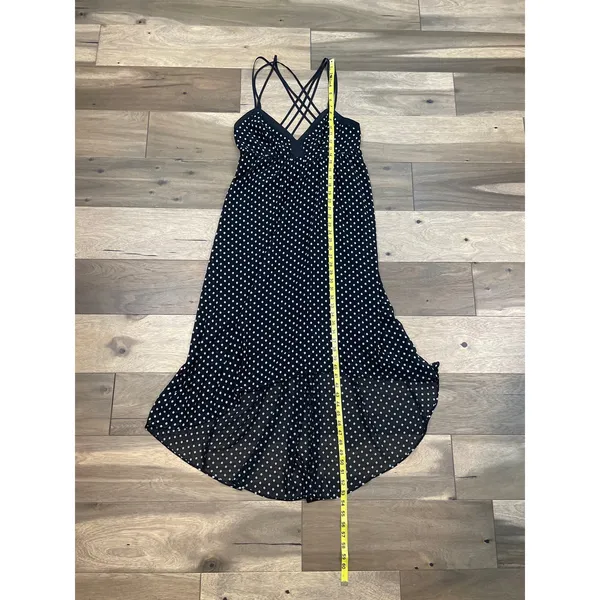 BCBGeneration High‑Low Maxi Dress Size L Black White Strappy Accent - Image 6