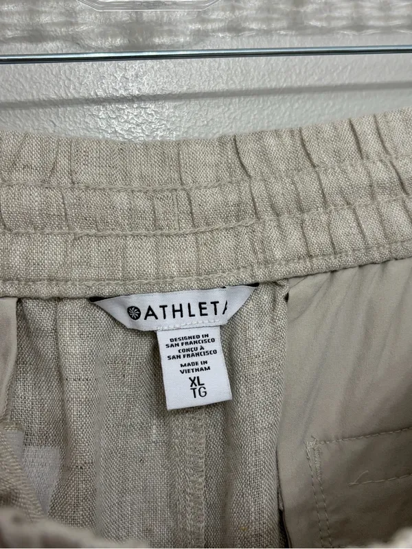 Athleta Retreat Linen High Rise Wide Leg Pants Undyed Natural Flax - Size XL - Image 6