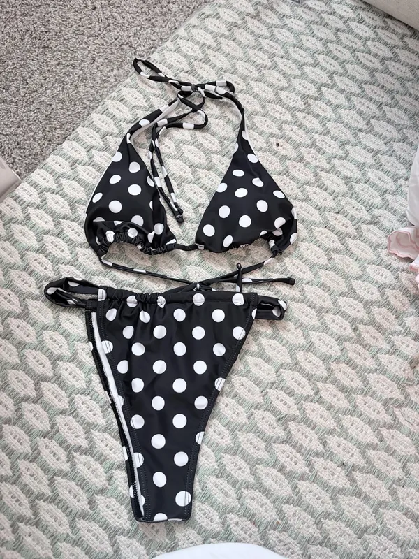 Black and white polka dot swim suit - Image 2