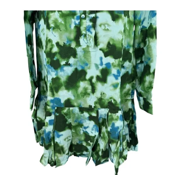 Tuckernuck Deep Lagoon Tate Mini Dress XS NWT Green Blue Floral Shirt Dress - Image 7