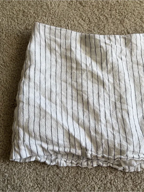 Abercrombie And Fitch White Black Stripped Linen Blend Mini Skort Skirt Large 32 - Image 3