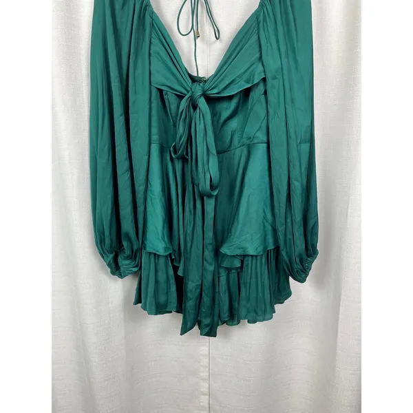 Hello Molly Forest Green Sunrise Memories Ruffle Mini Dress Romper Sz.L/US 8 NWT - Image 6