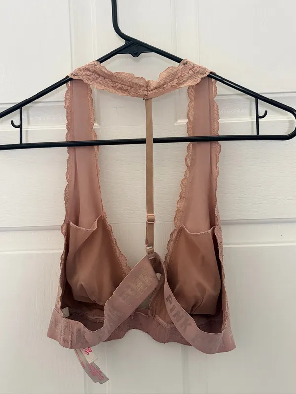 PINK Victoria's Secret Rose Taupe Lace Bralette - Image 5