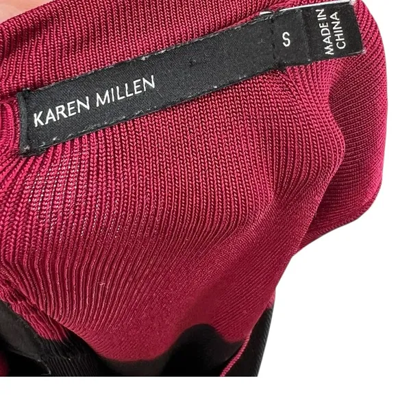 Karen Millen‎ Dress Bodycon Fit & Flare Sleeveless Tie Dye Red Black Size Small - Image 11