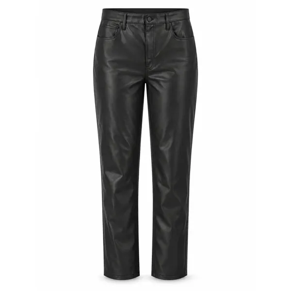 Abercrombie Black Vegan Leather High Rise Curve Love Straight Pants Size 12 - Image 2