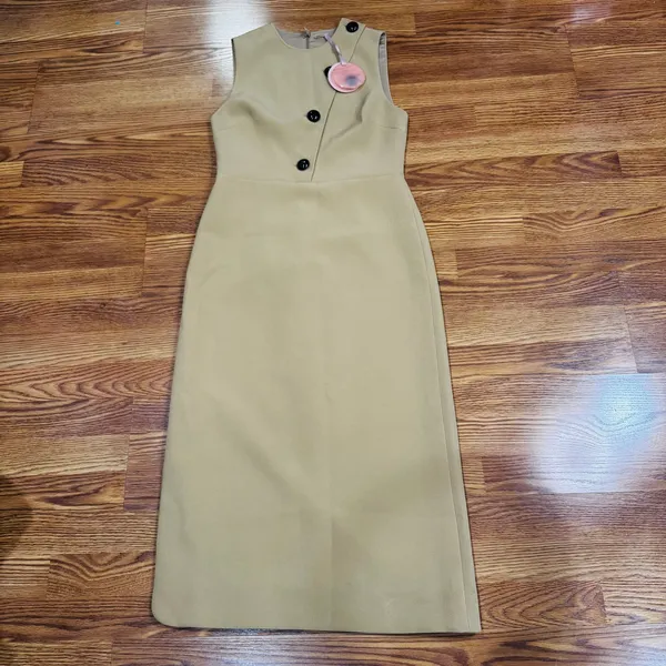ALEXIS Lena Camel Midi Dress Women’s Large Retro Classic Neutral Chic - Image 10