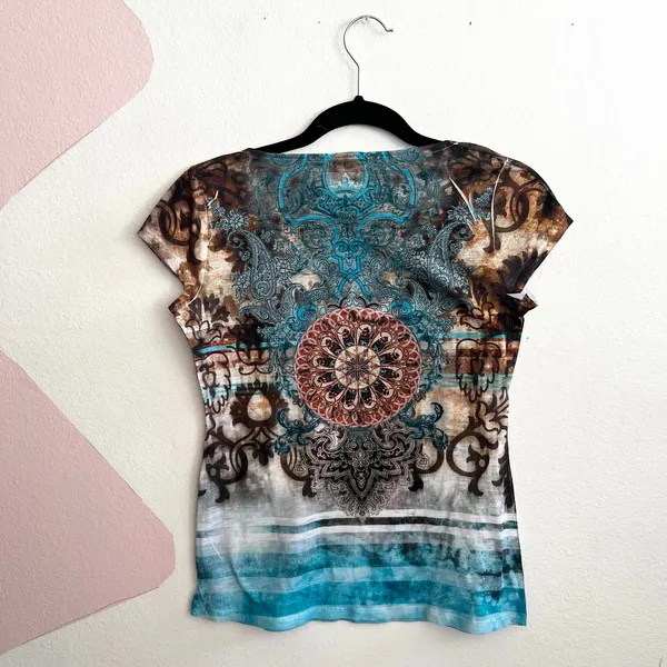 Vintage Cache‎ Graphic Print Top Y2K 2000s Indie Sleaze Retro Soft Grunge Small - Image 2