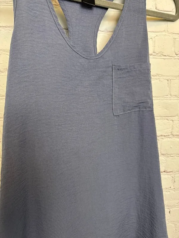 Aqua grayish blue racerback tank no size activewear yoga fitness athleisure - Image 4