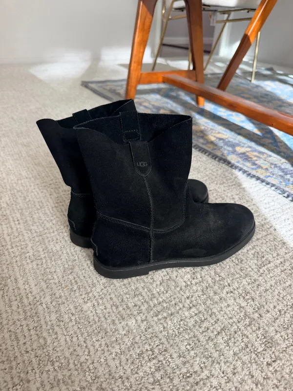 Ugg Josefene black oiled suede flat ankle combat Moto boots 8 - Image 4