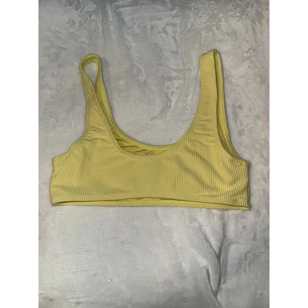 Frankies Bikinis Yellow Connor Luxe Ribbed Scoop Bikini Top - Image 2