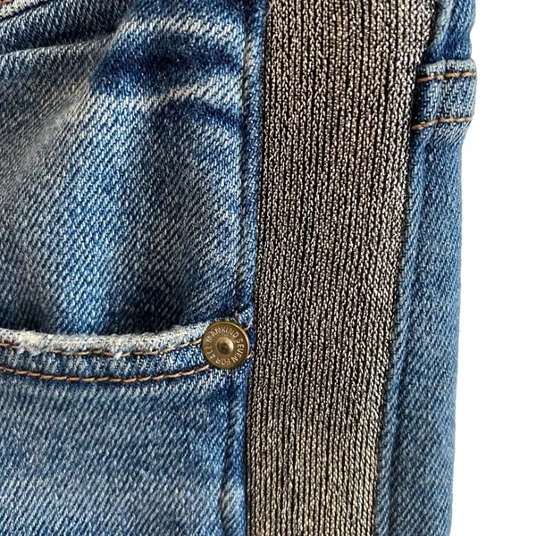 7 For All Mankind High Waist Ankle Skinny Jeans With Silver Shimmer Side Stripe - Image 7