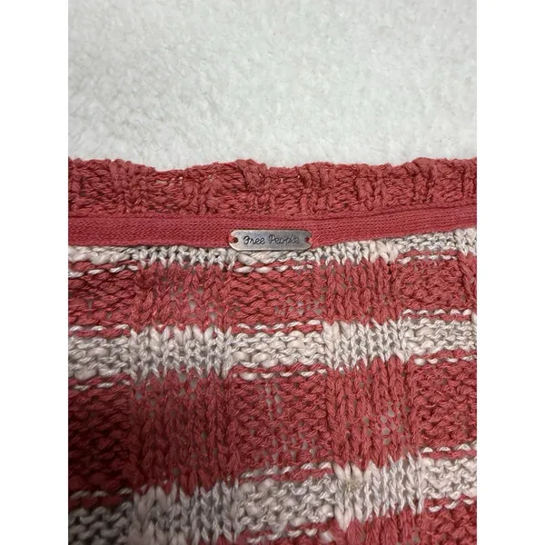 Free People Sweater Womens S Orange White Striped Crop Boxy Cap Sleeve‎ Beachy - Image 8