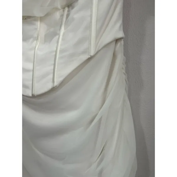 Oh Polly Asymmetric Corset Midi Dress‎ White Halter Bodycon Wedding Guest 8 - Image 8
