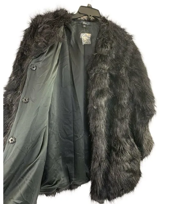 Ellos Women's Black Faux Fur Coat - Image 3