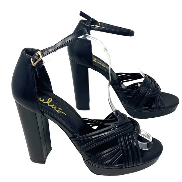 LULUS Sivan Black Platform Ankle Strap High Heels ~ Women's Shoes Size 9 - Image 7