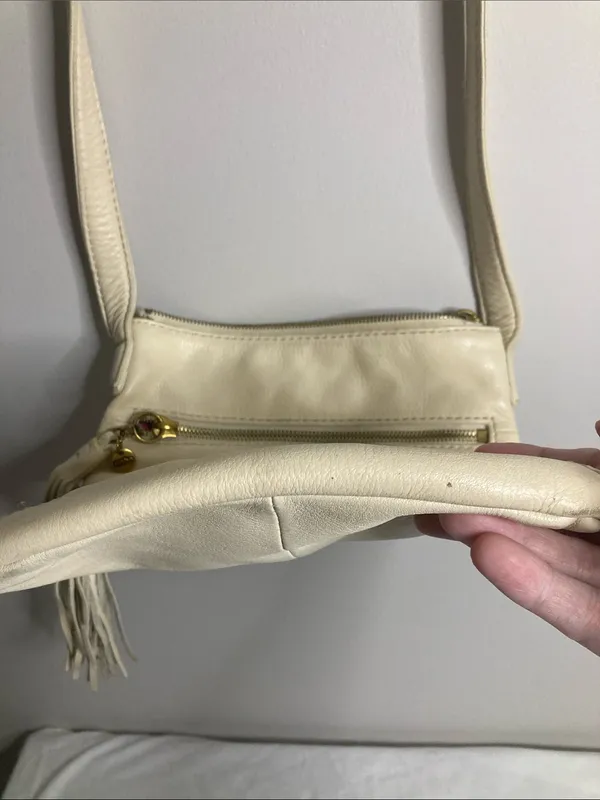 HOBO Off-White Leather Crossbody with Tassel Charm - Image 7