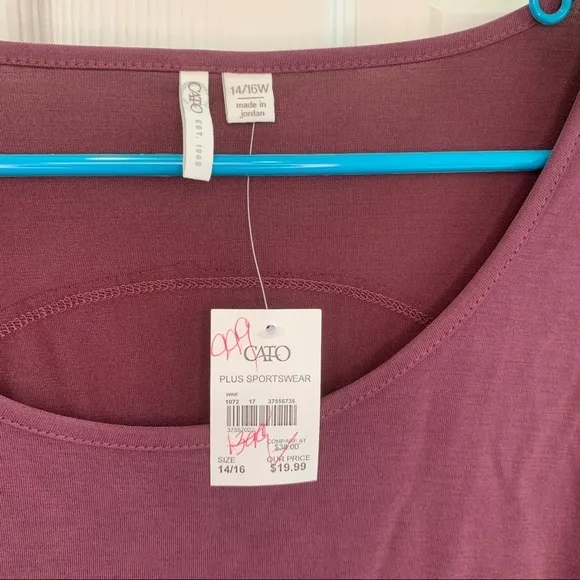 NWT Cato‎ burgundy long sleeve athleisure top 14/16 - Image 3