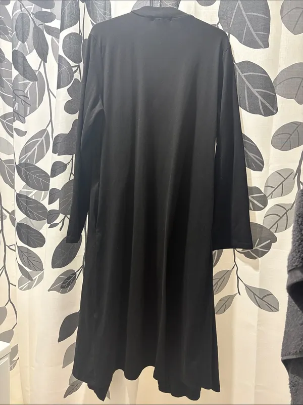 Ekouaer Women's Black Open-Front Long Robe — Comfortable Lounge Wrap - Image 3