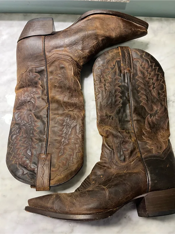 Dan Post Red-Brown Leather Cowboy Boot Interior - Image 6