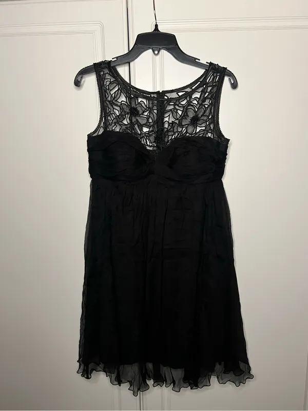 Y2K Vintage Dolce Jovani Silk Beaded Lace Cocktail Dress - Image 2