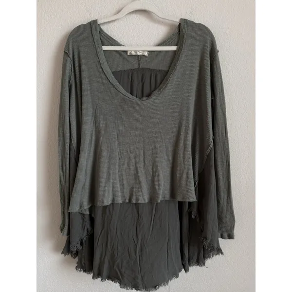 Free People We The Free TT Special Tee Crop Draping Long Sleeve Thermal Top Sz M - Image 4
