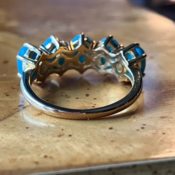 Premium Kingman Turquoise Sterling Silver Ring Size 8 Blue - Image 5