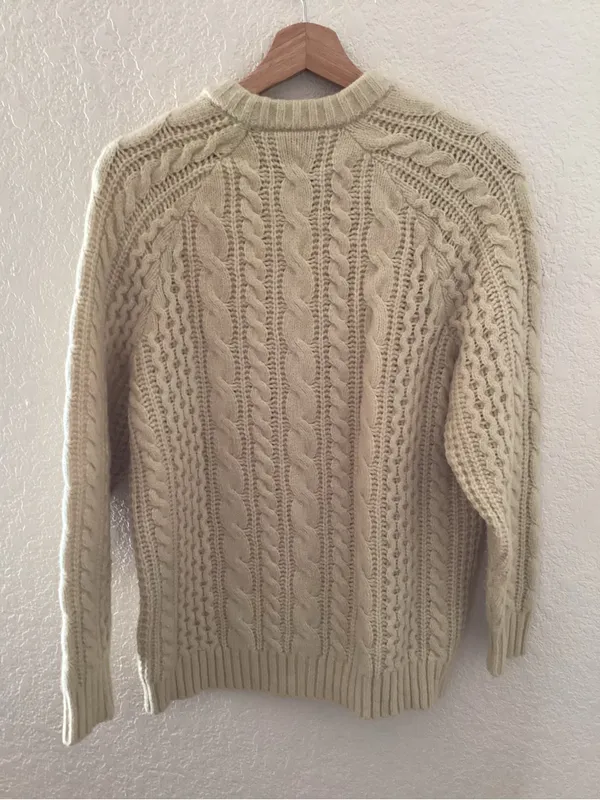Aritzia Babaton cream cable-knit fisherman sweater - Image 3