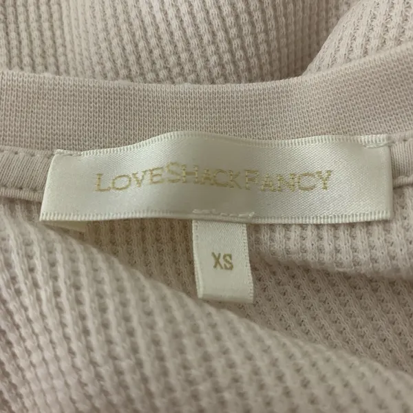 Loveshackfancy Thelia Waffle Knit Henley Top Cream Nude Color Sz XS - Image 7