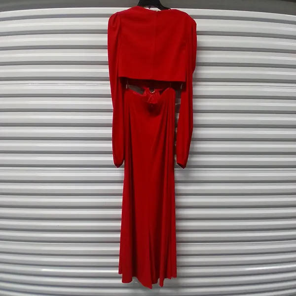 $398 Mac Duggal Ieena Formal Evening Gown Womens 10 Red Maxi Dress Wedding Party - Image 5