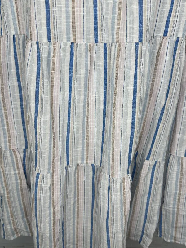 NWOT August Sky Striped Womens Mini Tiered Flutter Sleeve Dress Size Medium - Image 4