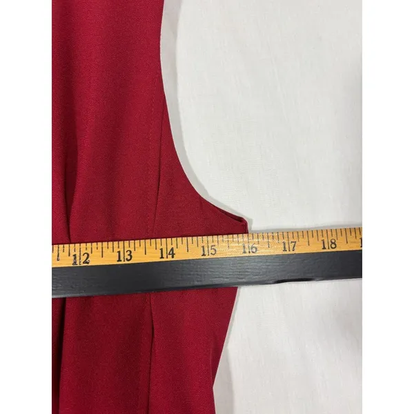 E.SSUE‎ Jumpsuit Red Deep V-Neck Open Back Wide Leg Party Evening Formal Event M - Image 3