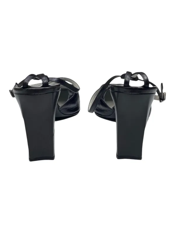Vintage Luxe: Charles Jourdan  Retro Ankle Strap Heels Sandals  Black Leather - Image 5
