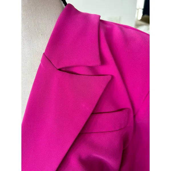 NWT NBD Elisha "Fuchsia" Hot Pink Feather Trim Rhinestone Button Blazer Glam - Image 8