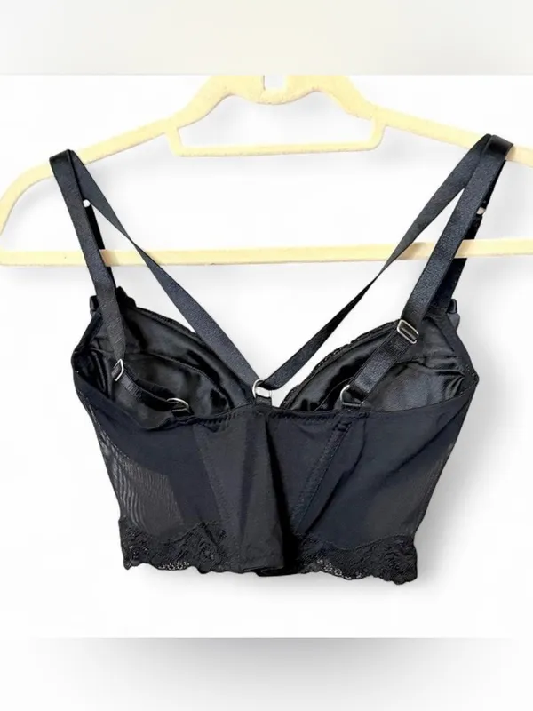 H&M Lace Cropped Corset Bustier Bralette w/Front Closure & Light Boning Sz 34B - Image 4