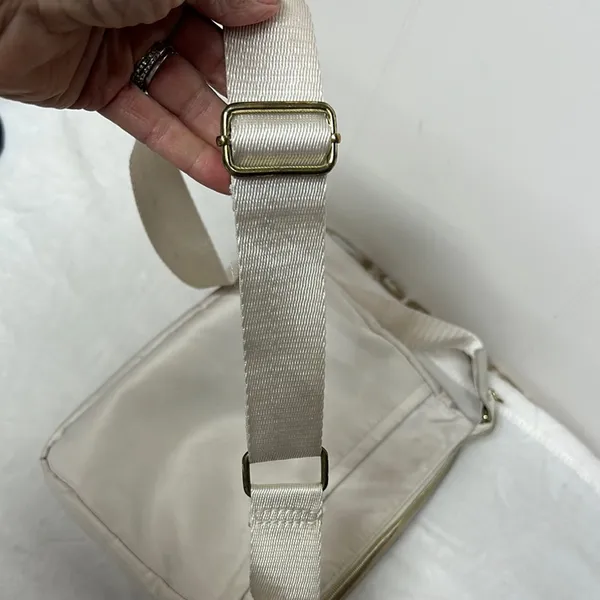 Cream Crossbody Bag with Adjustable Strap and Zipper Closure Nylon - Image 6