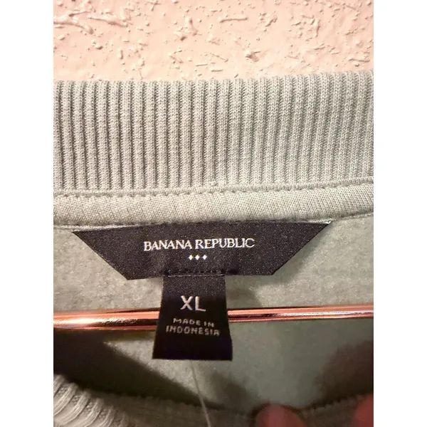 Banana Republic Women Sweatshirt XL Sage Green Clean Fleece Crew Neck Pullover - Image 4