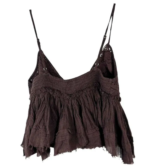 Aeropostale Brown Lace Fairy Flowy Boho Bohemian Ethereal Crop Blouse Size Large - Image 2
