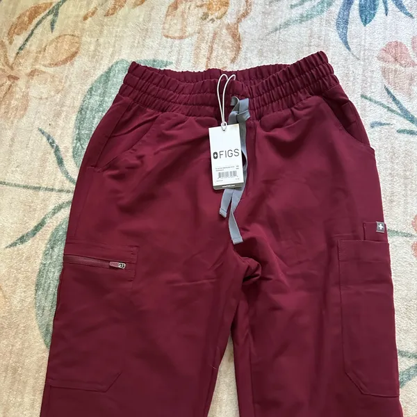 FIGS Yola High Waisted Pant In Burgundy - Image 6