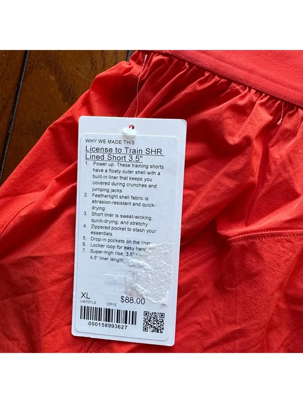 Lululemon License to Train Super High Rise Short 3.5" Cherry Ember XL/12 NWT - Image 4