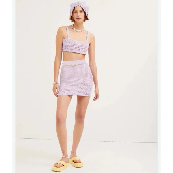 For Love & Lemons Charlotte Bralette Knit Top Womens Purple‎ Small $90 - Image 2