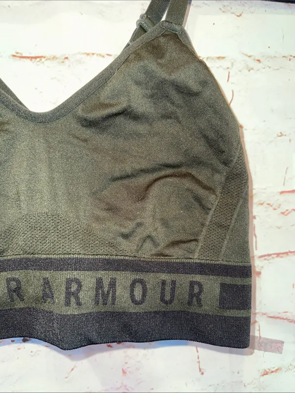 Under Armour Olive Green Racerback Sports Bra Branded Band L pullover no pads - Image 2