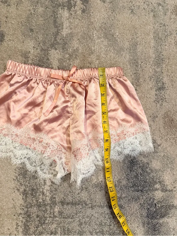 Women's Zramiwo Pink Satin Lace Sleep Shorts - Image 3