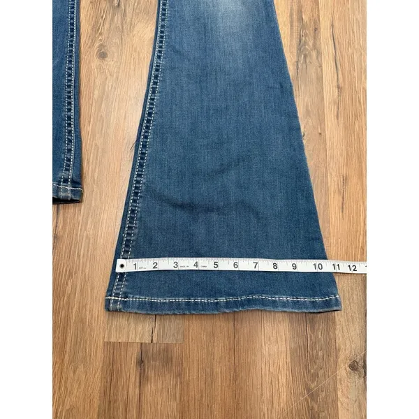 Express Bell Flare Low Rise Stretch Jeans Women's Size 10R Medium Wash Y2K Bootc - Image 11